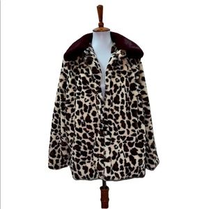 NWOT Buddy Love Mariah Jacket Faux Fur Leopard Print Size Large